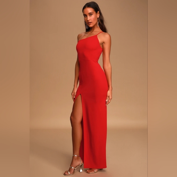 Keeper of My Heart Red One-Shoulder Maxi Dress - Picture 2 of 6